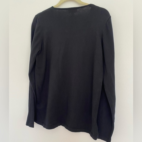 Vntg‎ Quacker Factory Black Poinsettia Christmas Sweater Small Embroidery Beaded - Picture 3 of 9